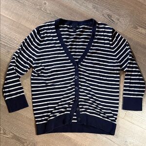 GAP Navy and White Striped Cotton Cardigan